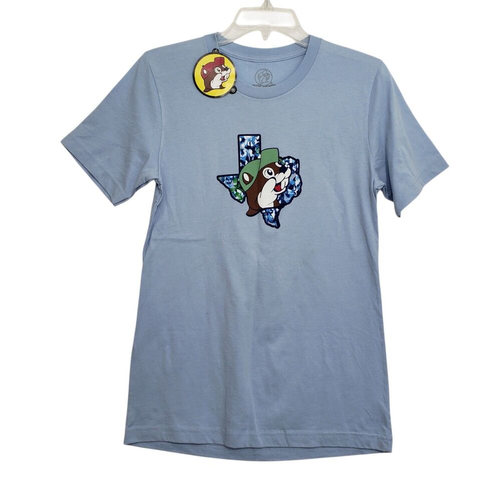 NEW Buc-ee's Light Blue Beaver T-Shirt, Size Small